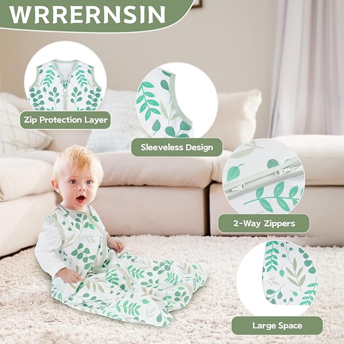 Baby Sleep Sack 0-6 Months,100% Cotton TOG 0.5 Wearable Blanket for Newborn and Infant, 3 Pack 2-Way Zipper Lightweight Sleeping Bags for Toddler