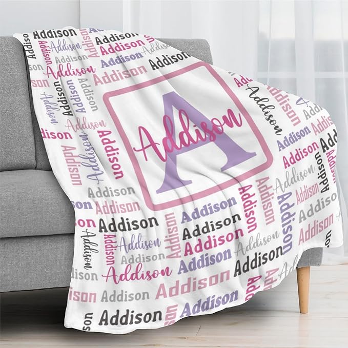 Dr.TOUGH Name Blanket Personalized Blanket for Adult Kids Flannel Customized Personalized Blankets and Throws