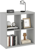 Wood 4 Cube Organizer Shelf, 14.6" x 30" x 30" Square Storage Cubes with 4 Storage Spaces, 2 x 2 Shelf Organizer for Bedroom, Living Room, Playroom, Light Gray