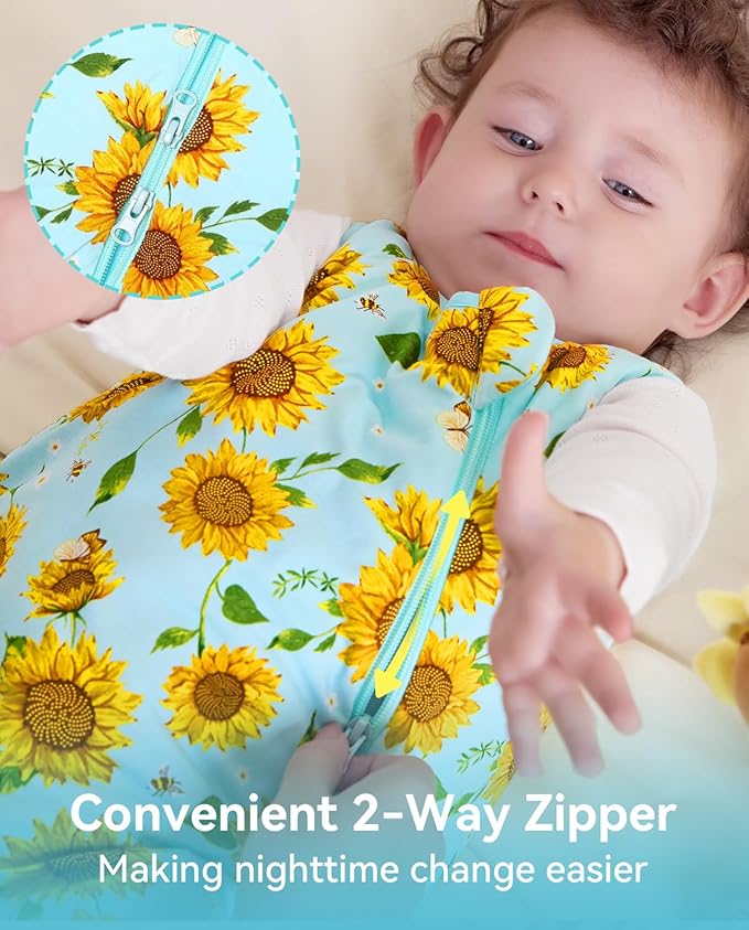 Rayon Made from Bamboo Viscose Sleep Sack 0-36 Months 1.0 Tog for Toddler and Baby sleepers 2-Way Zipper Newborn Sleep Sacks