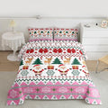 Feelyou Merry Christmas Comforter Set All Season Santa Claus Bedding Set with 2 Pillow Cases Cute Deer Microfiber Kids Full Bedclothes Snowflake Bedroom Decor Duvet Quilt Breathable Soft
