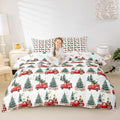 Feelyou Christmas Duvet Cover Boys Christmas Tree Bedding Set for Kids Teens Ultra Soft Cartoon Car Comforter Cover Set Watercolor Xmas Theme Bedspread Cover Room Decor Toddler Size Bedclothes Zipper