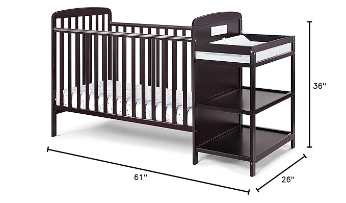 Suite Bebe Ramsey 3 in 1 Convertible Baby Crib and Changer in an Espresso Finish