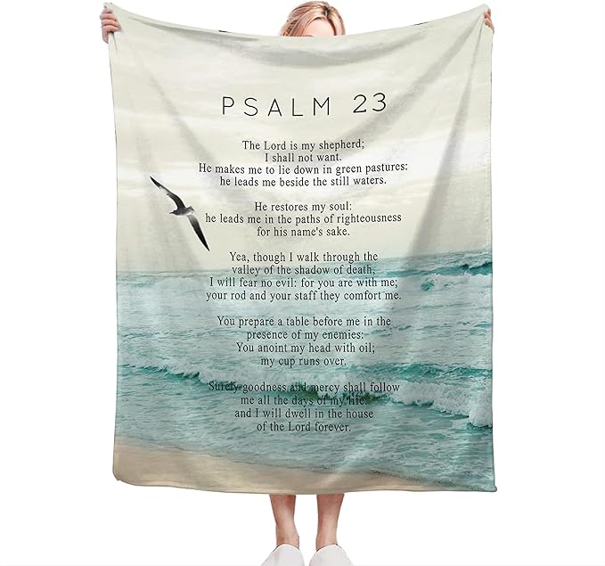 Christian Bible Psalm 23 Throw Blanket - Religious Verse Gifts and Decor for Girls, Women, Men, Kids, Adults - Soft Warm Cozy Fleece for Couch, Sofa, Bed 80"x60"