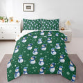 jejeloiu Kids Cute Winter Snowman Comforter Set Twin Size Green Christmas Theme Bedding Set for Boys Girls Teens Xmas Snowflake Happy New Year Duvet Quilt Room Decor