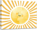 WODMIS Boho Sun Shunshine Wall Art, Cute Cartoon Smiling Watercolor Neutral Canvas Home Decor for Kids Baby Room Nursery Playroom, Yellow 11x14