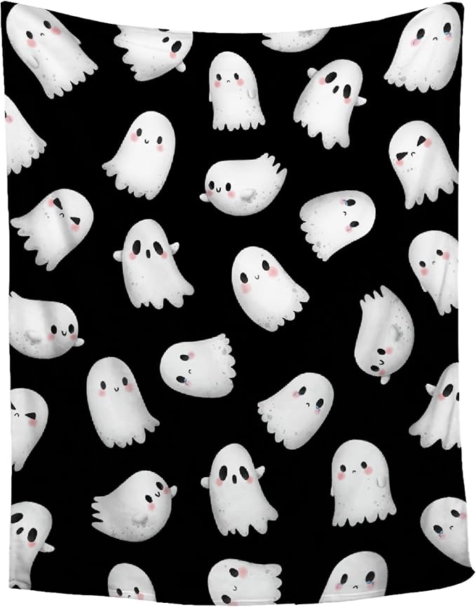 Halloween Ghost Blanket - Cute Decor for Couch, Sofa, Bed, Living Rooms - Gift for Girls Boys - 40"x50" Kids/Throw Size