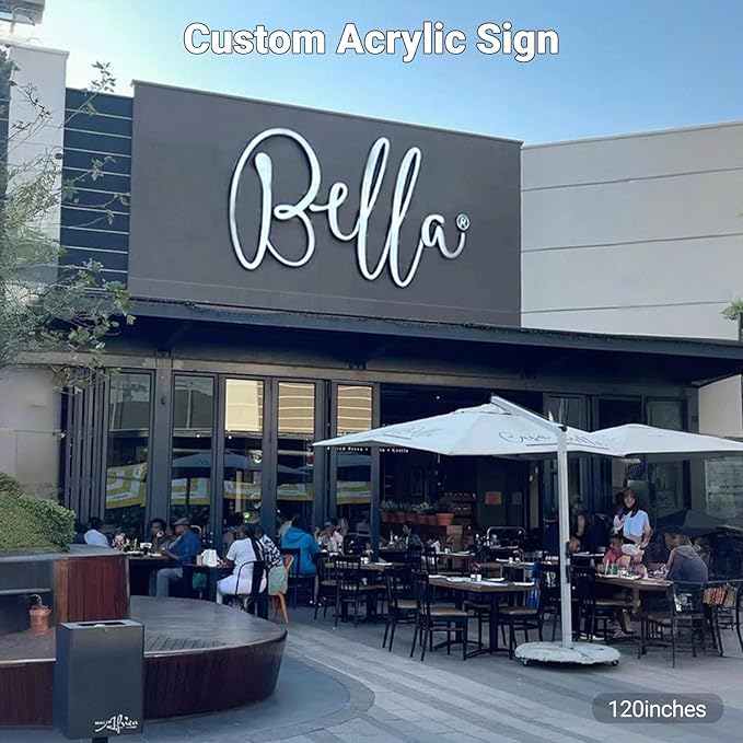Custom Business Logo Sign, Handmade Professional 3D Laser Cut Acrylic Stainless Steel Letter Personalized for Wall, Salon Office Company Retail Studio Cafe Man Cave Bar Club Wedding Business Home