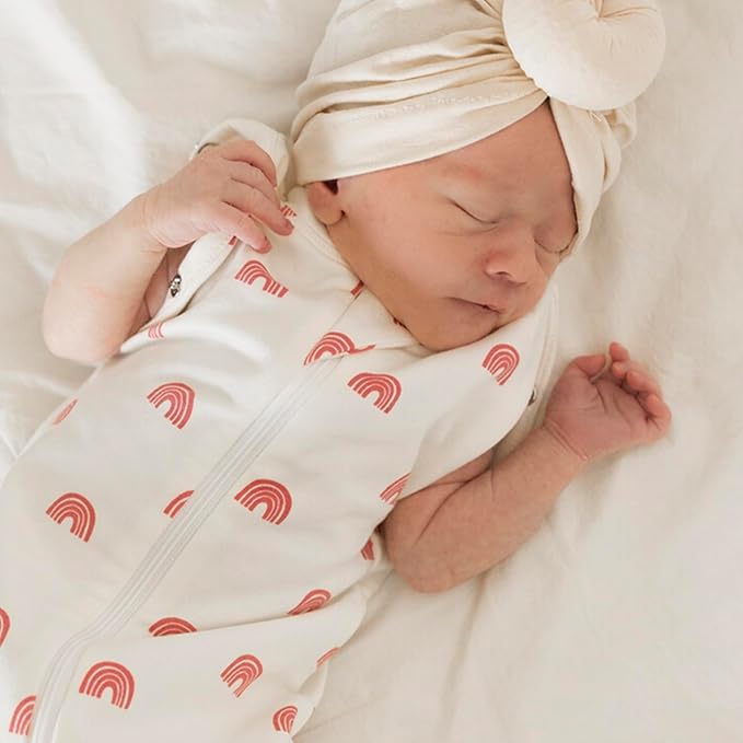 Tiny Twinkle Baby Sleep Sack 6-12 Months 1.0 TOG | Cotton & Elastane Wearable Blanket, Swaddle Transition Micro-Fleece, Machine Washable (Rainbows)