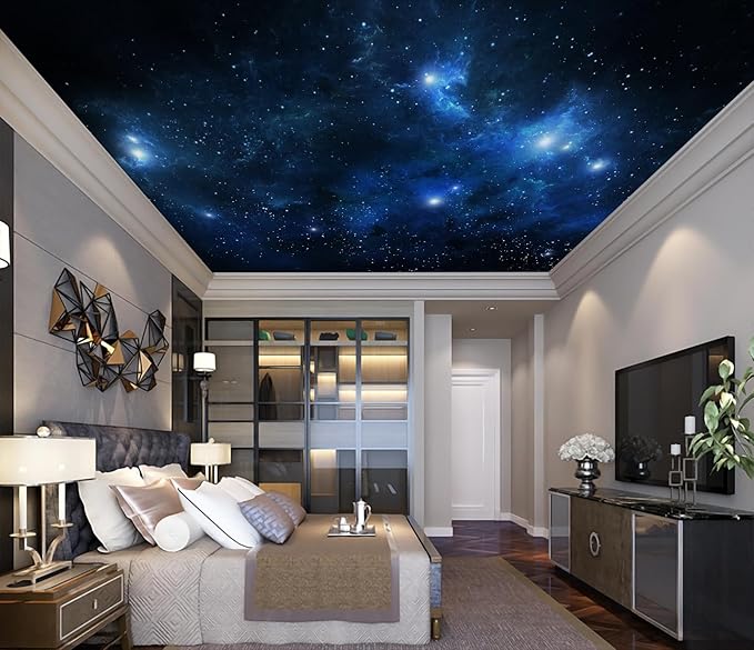 Galaxy Wallpaper Peel and Stick Night Sky Ceiling Self-Adhesive Mural for Living Room Bedroom 157"x108"