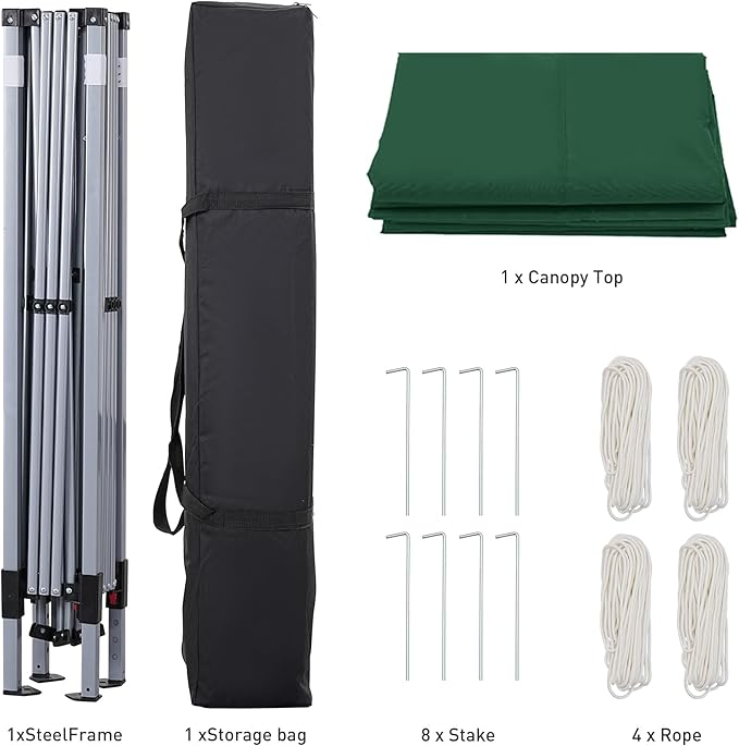 GDY 10x10 Pop Up Canopy Tent, Easy Set up Outdoor Silver Coated Beach Gazebos, Carpas for Pool, Events, Parties, and Camping, Green.