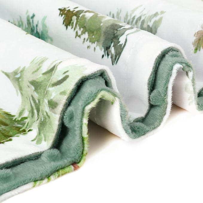 HOMRITAR Christmas Baby Blanket for Boys Soft Lightweight Minky Blanket with Double Layer Dotted Backing for Infant Toddler Nursery Crib with Green Pine Tree Design 30 x 40 Inch