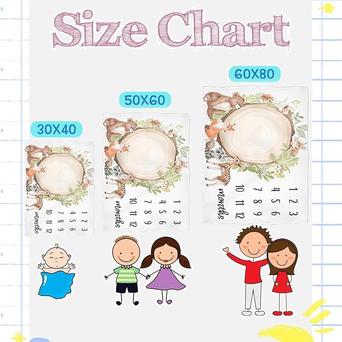 OLIVE OLIVIA Personalized Monthly Baby Milestone Blanket, Baby Months Blanket, Perfect Custom Newborn Gifts,30"x40"