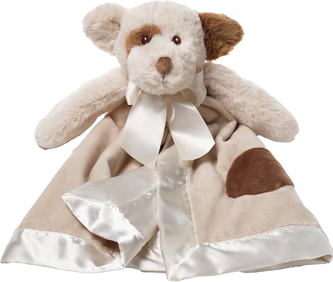 Bearington Lil' Spot Dog Loveys for Babies - 15" Soft and Cuddly Baby Security Blanket with Satin Trim - Adorable Puppy Snuggler Comfort Toy and Snuggle Buddy for Newborns, Nurseries, and Gifts