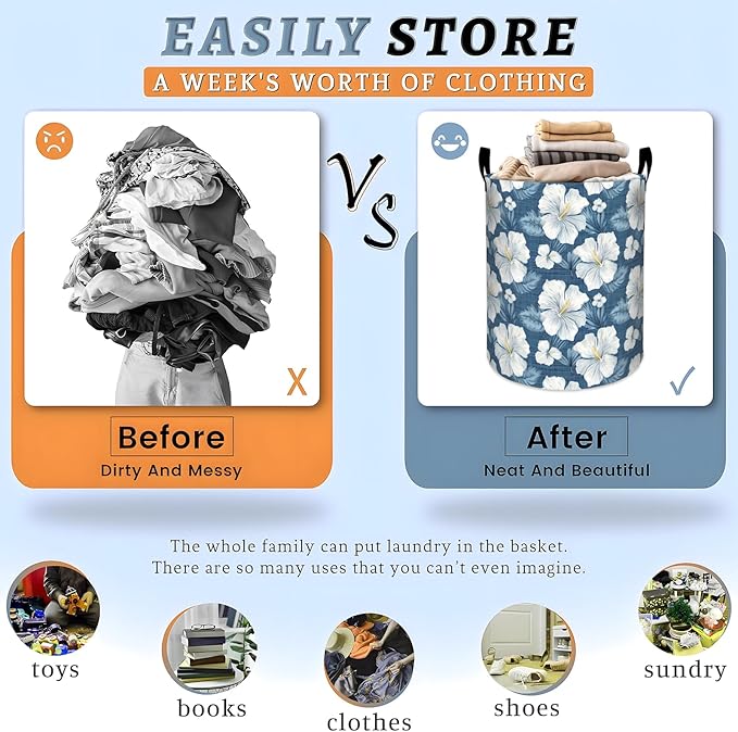 Enchanted Mushroom with Butterfly Laundry Basket with Handles, 19.7"x15.7" Clothes Foldable Laundry Hamper Organizer for Dorm Nursery Bedroom Bathroom Decor, Toy Storage Bin for Kids