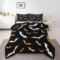 Erosebridal Bat Bedding Set Happy Halloween Comforter Set Toddler Size for Kids Boys Bedroom Pink and Orange Bat Quilt Gothic Spooky Style Duvet Insert with 1 Pillow Case