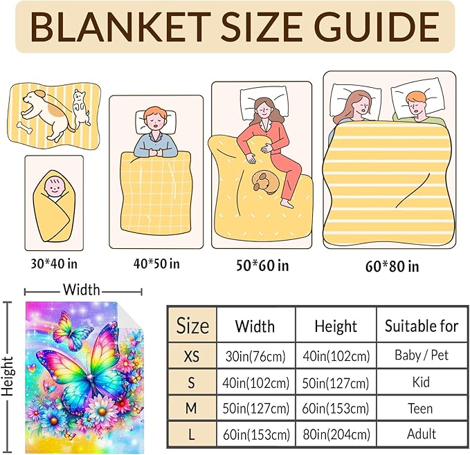 Butterfly Blanket for Girls, Throw for Kids Toddler 30x40 Inches Lightweight Soft Aesthetics Butterfly for Sofa Couch Bed Trip Car Daughter Gift