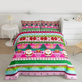 Feelyou Merry Christmas Comforter Set All Season Santa Claus Bedding Set with 2 Pillow Cases Cute Deer Microfiber Kids Full Bedclothes Snowflake Bedroom Decor Duvet Quilt Breathable Soft