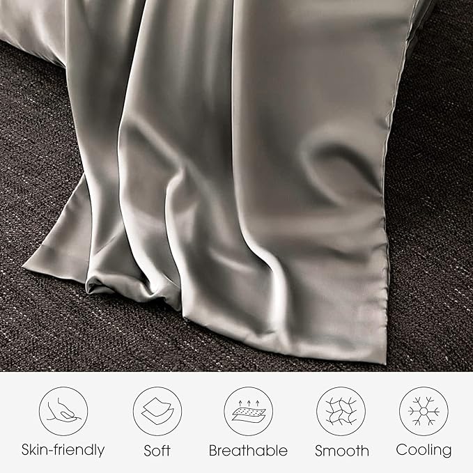 100% Silk Pillowcase for Hair and Skin Toddler Size 2 Pack Mulberry Silk Pillow Case 13 x 18 Inches Highest 6A Silk Kids/Travel Pillow Cover Soft Breathable Cooling with Hidden Zipper, Grey
