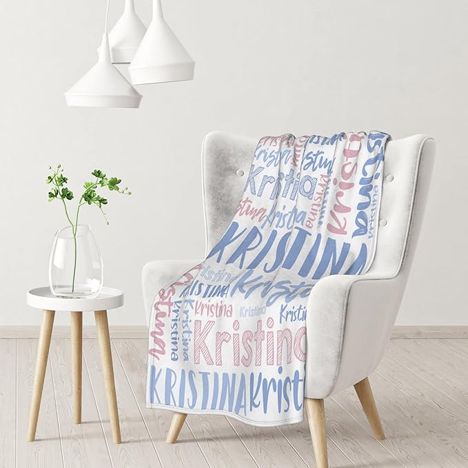 Dr.TOUGH Personalized Blankets with Name Customized Baby Blankets for Girls Boys Adults Monogrammed Blankets and Throws Christmas Birthday Mothers Fathers Valentines Day Gift (Light Blue,50''×60'')