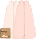 2-Pack Baby Sleep Sacks,Zipper Wearable Blanket - 0.5TOG Organic Cotton, Lightweight,Soft Cozy Toddler Sleeping Sack 12-24 months, Easy to Wear Large Newborn Transition Swaddles Sleepsacks (Mist Rose)