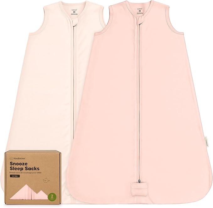 2-Pack Baby Sleep Sacks, Zipper Wearable Blanket - 0.5TOG Organic Cotton,Lightweight,Soft Cozy Toddler Sleeping Sack 6-12 months, Easy to Wear Large Newborn Transition Swaddles Sleepsacks (Mist Rose)