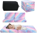 MeMoreCool Foldable Floor Mattress for Kids, Glow Toddler Nap Mat for Sleeping and Daycare, Portable Trifold Futon Mattress Floor Bed, Rainbow Unicorn