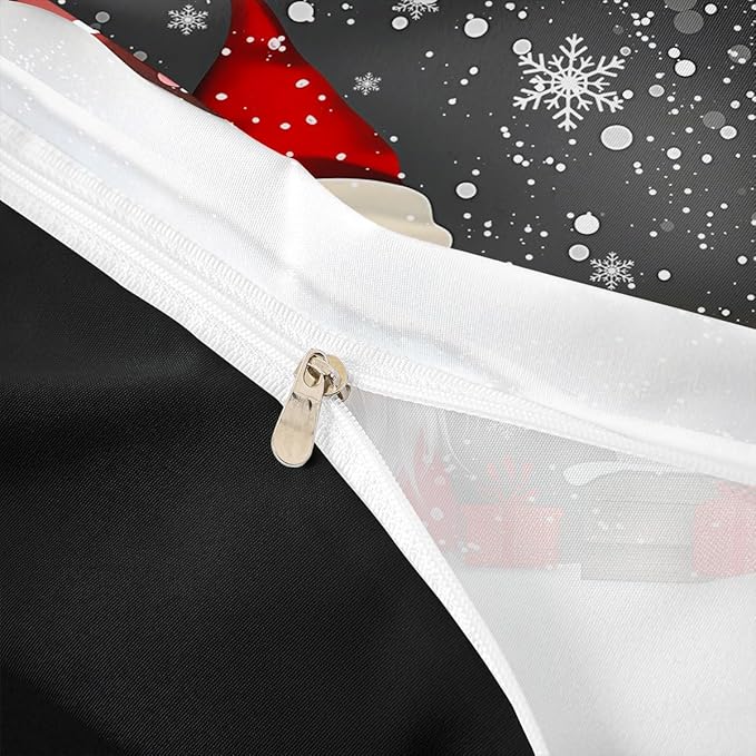 Feelyou Kids Grey Christmas Bedding Set Twin Size Xmas Dwarf Duvet Cover for Boys Girls Teens Bedroom Decor Snowflake Comforter Cover Breathable Soft Microfiber Women Men Holiday with 1 Pillow Case