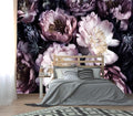XMPMBM-Purple Peony Floral Fabric Wallpaper Living Room Bedroom Bathroom Wall Mural-W 154" X H 105"（112 Square Foot）