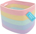 OrganiHaus Rainbow Woven Storage Baskets for Organizing, Cotton Rope Organizer Bins for Shelves, Closet & Nursery, Dog Toy Basket, Decorative Bins for Toys, Towels & Books - 15x10x9