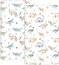 Pack and Play Sheets 2 Pack, Fitted Jersey Knit Mini Crib Sheets for Baby Boys and Girls, Compatible with Graco Pack N Play and Mini Crib Mattress (Dino Pals, Pack N Play/Mini Crib Sheets)