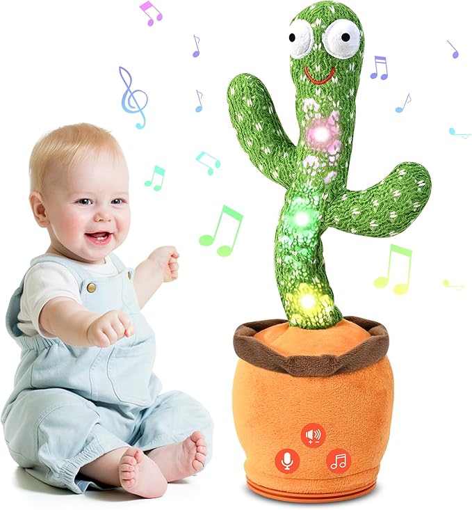 Cactus Baby Toy Talking Dancing Singing Adjustable Volume, Baby Girl for 1 Year Old, Infant Toys for 0-6 6-12 Months Stocking Stuffers