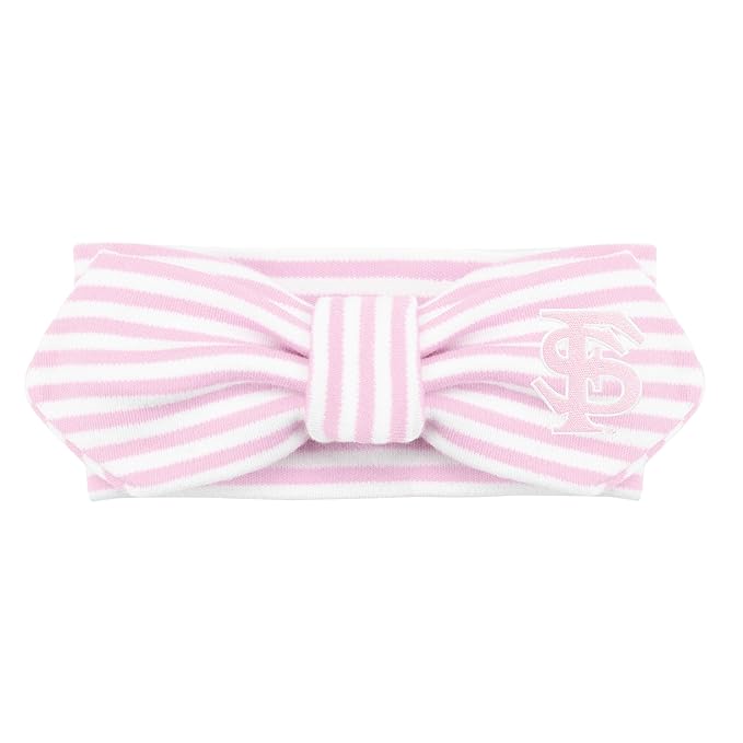 Creative Knitwear Florida State Seminoles Infant Girls Pink/White Striped Hair Knot Headband Embroidered Logo - Size Newborn - 4T
