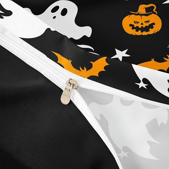 Halloween Bedding Duvet Cover Set Kids Cartoon Ghost Pumpkin Lantern Bedding Set Kids Trick or Treat Decor Comforter Cover Set Microfiber Bat Galaxy Night Bedspread Cover Bedroom Bedclothes King Size