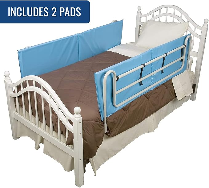 DMI Bed Rail Cover, Bed Rail Padding and Bed Bumper Pad for Elderly, Disabled or Handicapped, Rails Not included, Padded Cover Only, Blue, 60 x 15 x 0.5, 2 Count