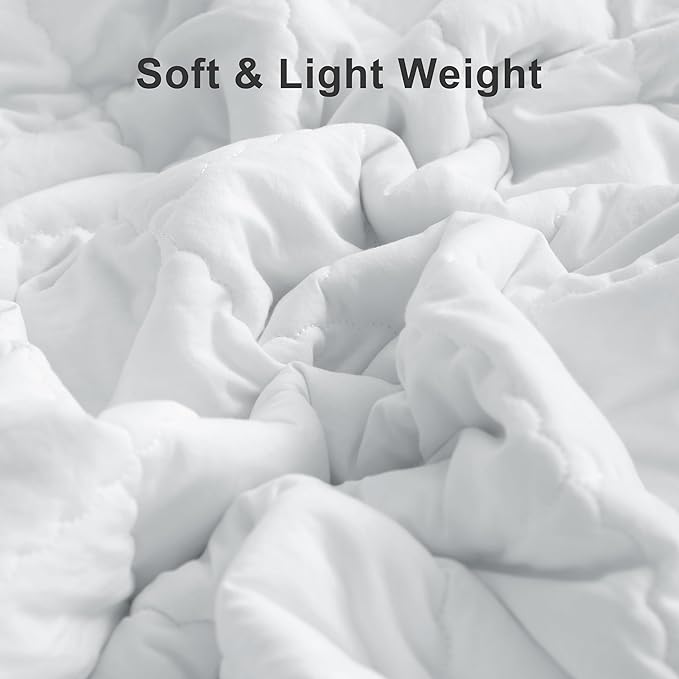 BEDSUM 100% Brushed Microfiber Down Alternative Toddler Comforter, Ultra Soft Lightweight and Warm Breathable Crib Quilted Blanket for Nursery Stroller Bed, 39x47 Inches, White
