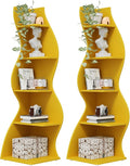 Tribesigns Corner Shelf, Modern 5-Tier Wall Corner Bookshelf, Stylish Corner Small Bookcase Storage Rack Plant Stand with Unique Shape for Living Room, Home Office (Yellow, 2PCS)