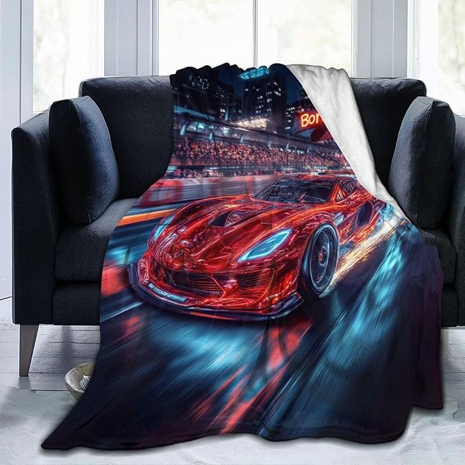 Car Blanket Cars Decor Throw Blanket Super Soft Flannel Lightweight Fluffy Plush Cozy Fuzzy Fleece Racing Lover Gifts Blanket for Kids Boys Adults Man for Bed Sofa 60"X80"