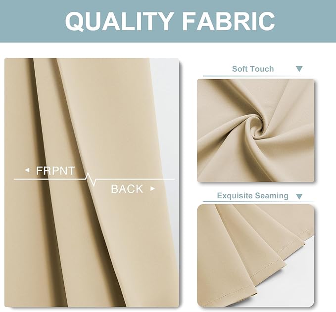 ChrisDowa Small Kitchen Valances for Windows - Grommet Short Thermal Insulated Room Darkening Window Valances Curtains for Living Room (2 Panels, Biscotti Beige, 42 x 18 Inch)