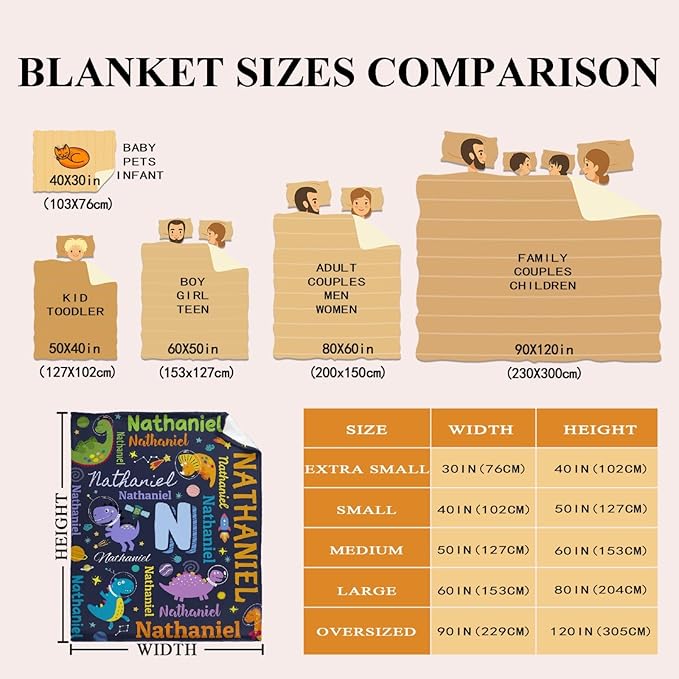 Dinosaur Lover Astronaut Personalized Blanket with Name Custom Dinosaur with Name Flannel Blanket Soft Throw Meaningful Gift for Toddlers Girls Boys Kids Pets 50 * 40" S for Kid