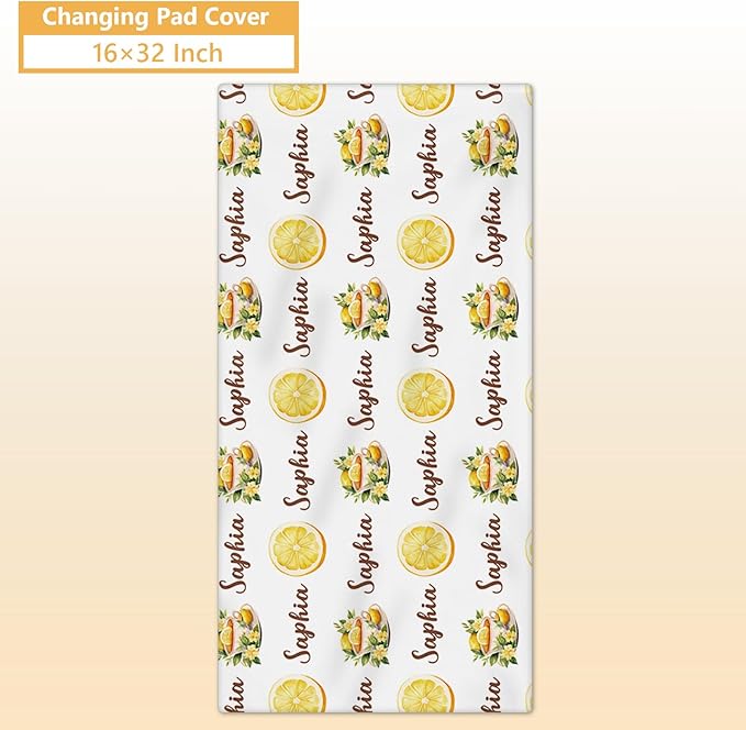 Personalized Baby Crib Bedding Set, 5 Pcs Custom Name Nursery Bedding Set, Lemon Tea Baby Bedding Set for Girls Boys, Double Layer Flannel Baby Crib Set, Toddlers Kids Infants Customized Gifts