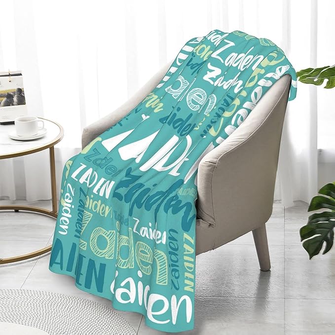 Dr.TOUGH Personalized Blankets with Name Customized Baby Blankets for Girls Boys Adults Monogrammed Blankets and Throws Christmas Birthday Mothers Fathers Valentines Day Gift (Mint Green, 40''×50'')