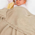 Baby Knit Blanket Soft Breathable Cotton Scallop Border Blankets Newborn Knitted Blanket Swaddle Blankets Gifts for Baby Newborn Toddler Shower Boy Girl New Mom Birthday Christmas Beige 30x40