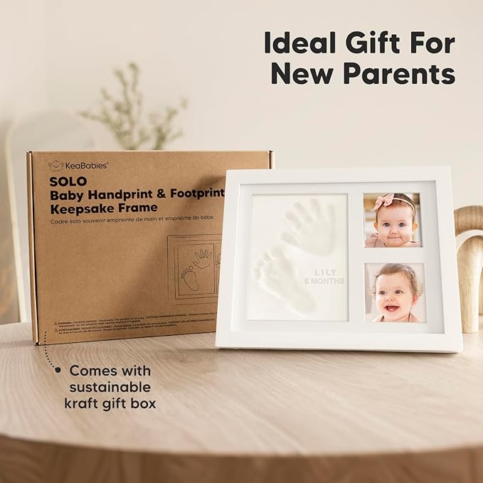 KeaBabies Baby Hand and Footprint Kit - Quick Dry Clay Baby Footprint Kit, Pets Paw, Newborn Keepsake Picture Frame for Boys, Girls, Personalized New Mom Gifts for Shower & Christmas (Vintage White)