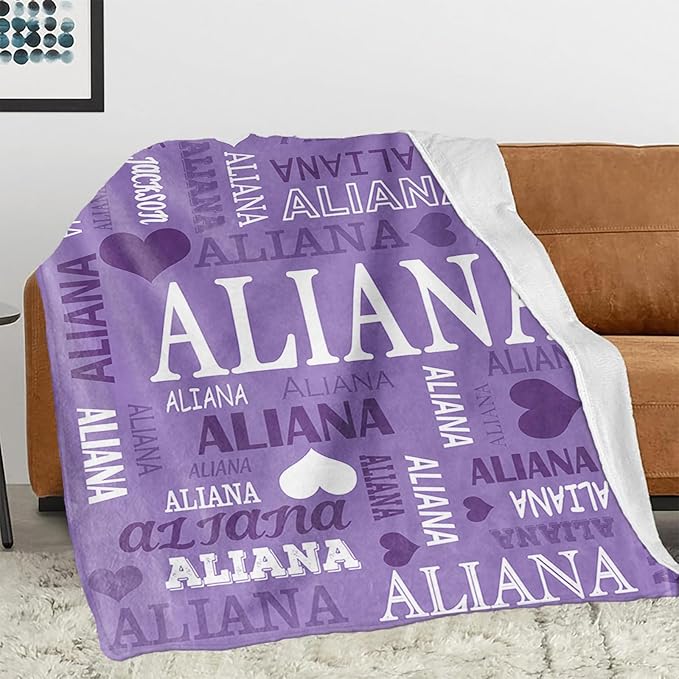Ships Next Day, Personalized Blanket for Teen Boys Girls, Custom Blanket with Name Customized Flannel Throw Christmas Birthday Blanket Gifts for Kids or Adult