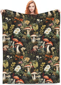 Mushroom Blanket Gifts Floral Weed Flannel Throw Blankets for Home Decor Couch Bed Sofa Soft Fuzzy Lightweight for All Season 60x50 Inches
