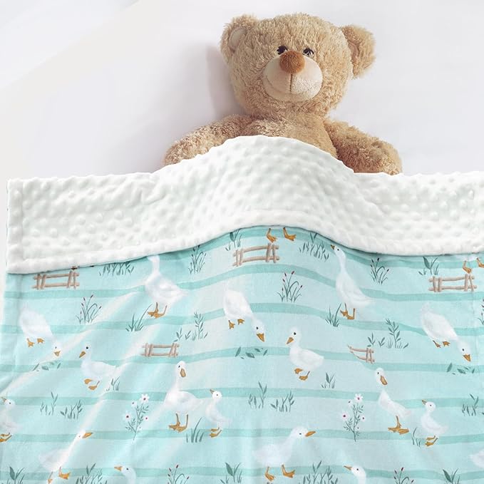 BORITAR Super Soft Baby Blanket for Boys Minky Fabric Bed Blanket with Double Layer Dotted Backing, Cute Farm Animal Design for Infant Toddler Newborn 30 x 40 Inch