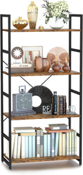 NUMENN 4 Tier Bookshelf, Tall Bookcase Shelf Storage Organizer, Modern Book Shelf for Bedroom, Living Room and Home Office, Vintage