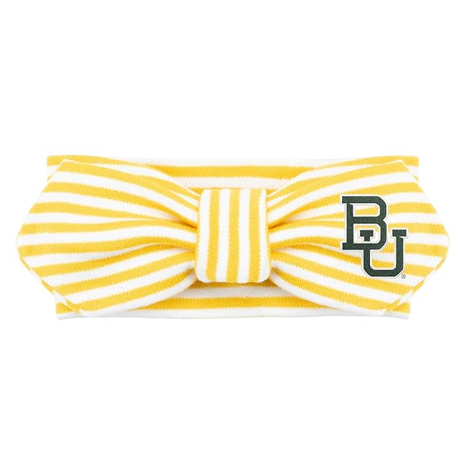 Creative Knitwear Baylor Bears Infant Girls Gold/White Striped Hair Knot Headband Embroidered Logo - Size Newborn - 4T