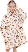 Fiosnow Milky Tea Blanket Hoodies for Kids Toddler 2-6YR Oversize Wearable Blanket Hoodies for Boys Girls Teens